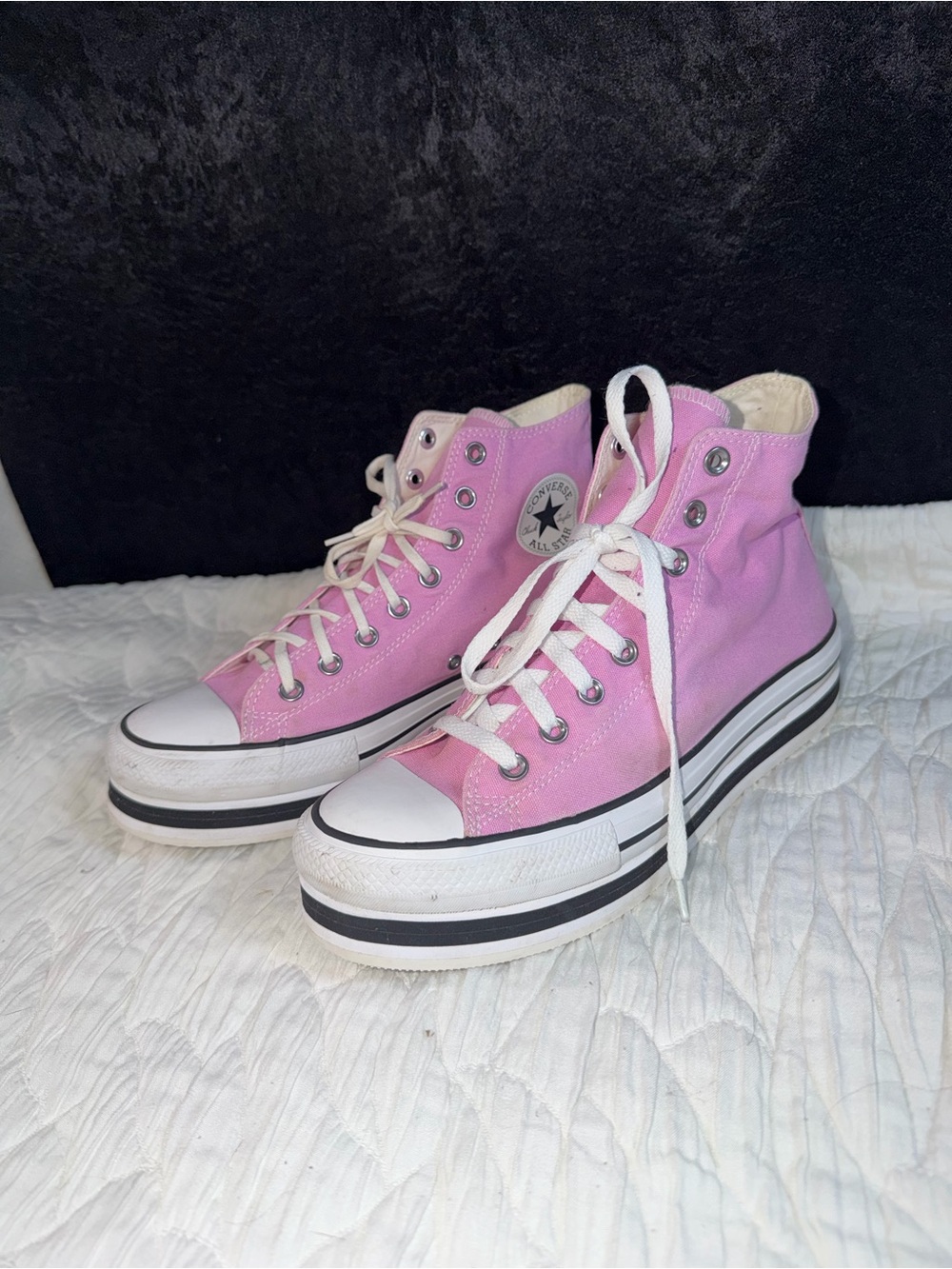 Converse High Top Platform Sneakers in Light Pink